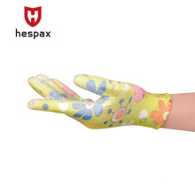 Hespax Women Daily Flower Patterned Housework PU Gloves